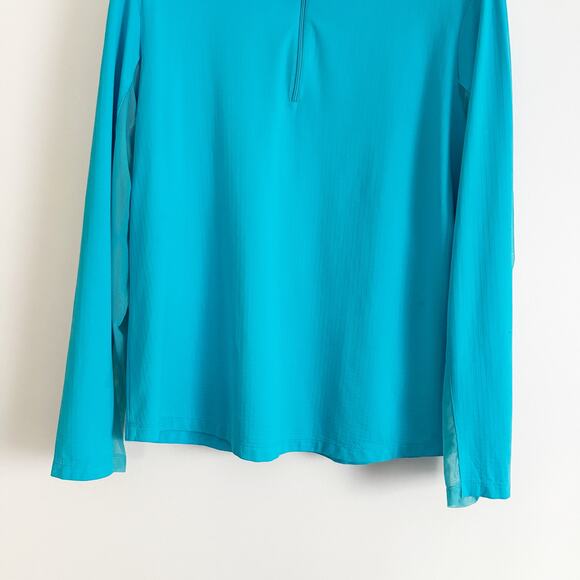 IBKUL Mock Neck Half Zip Long Sleeve Top Turquoise XL - Picture 5 of 9